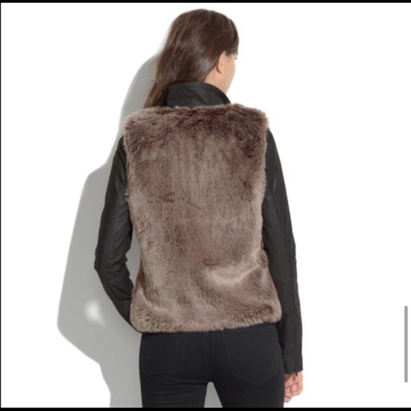Madewell Brown and Black Fur Vest Jacket - Picture 2 of 4